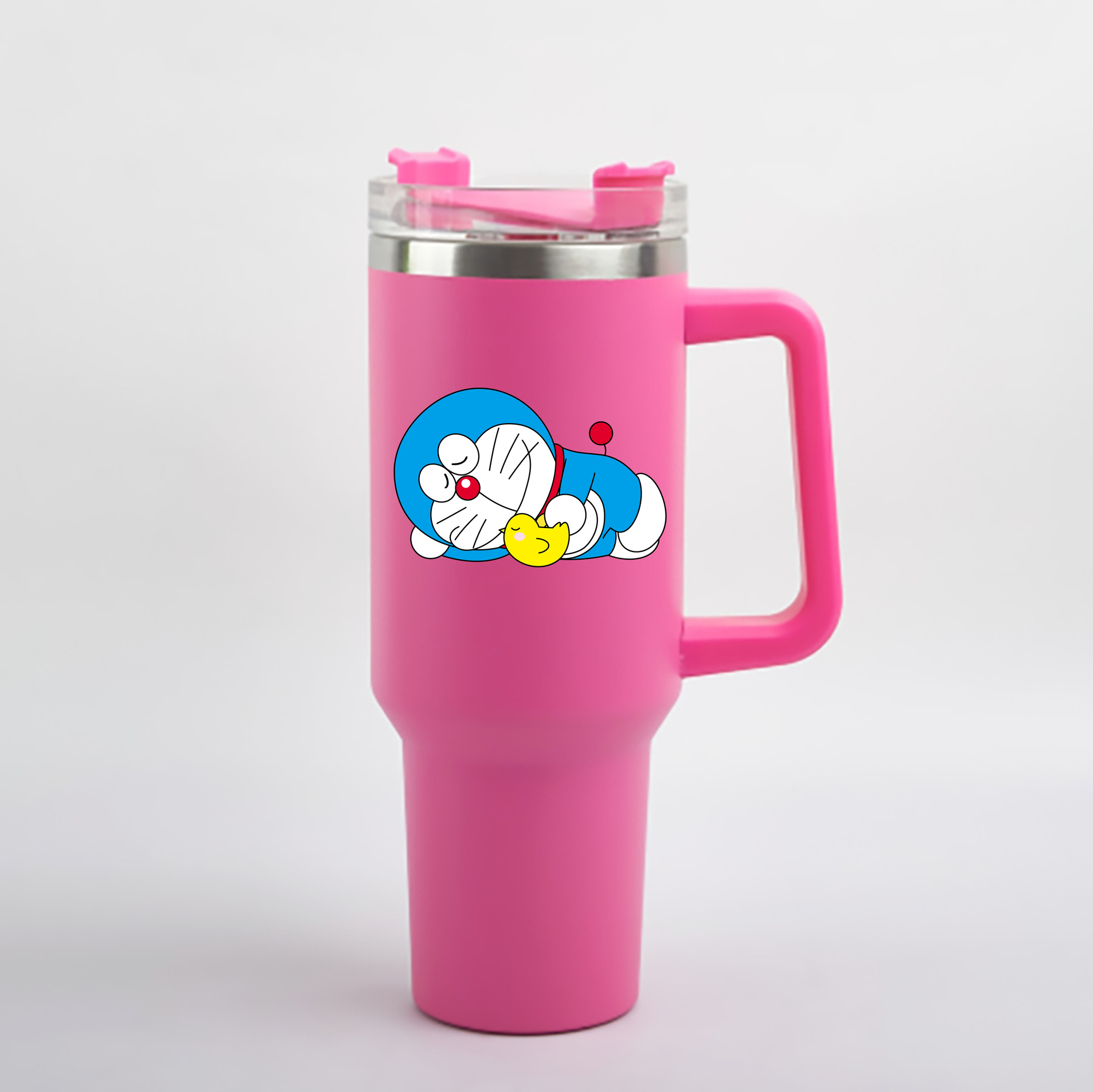 （画像用） ドラえもん Doraemon 1200mL車用タンブラー - クリスタルステッカー（プラスチックストロー付き）